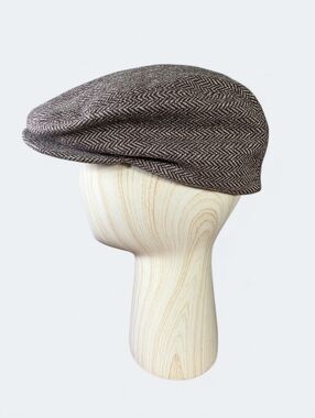 Vintage Lake of the Isles Newsboy Cabbie Hat Brown Tweed Herringbone Mens
